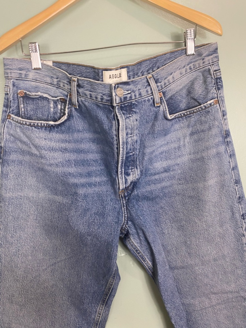 Agolde Fran Low Slung Easy Straight Invention Blue Jeans Denim Sz 31 Boyfriend - Picture 3 of 6